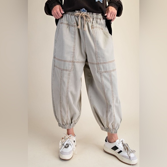 Easel Black Gray Twill Cargo Pants - Picture 2 of 3